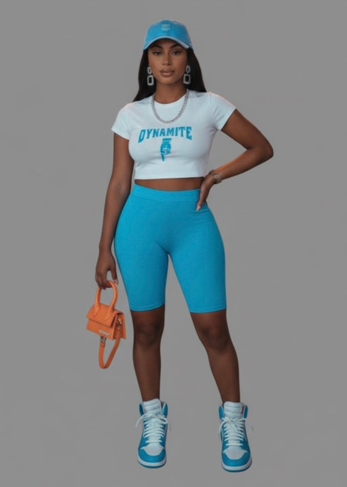 Dynamite T-Shirt (Blue on White)