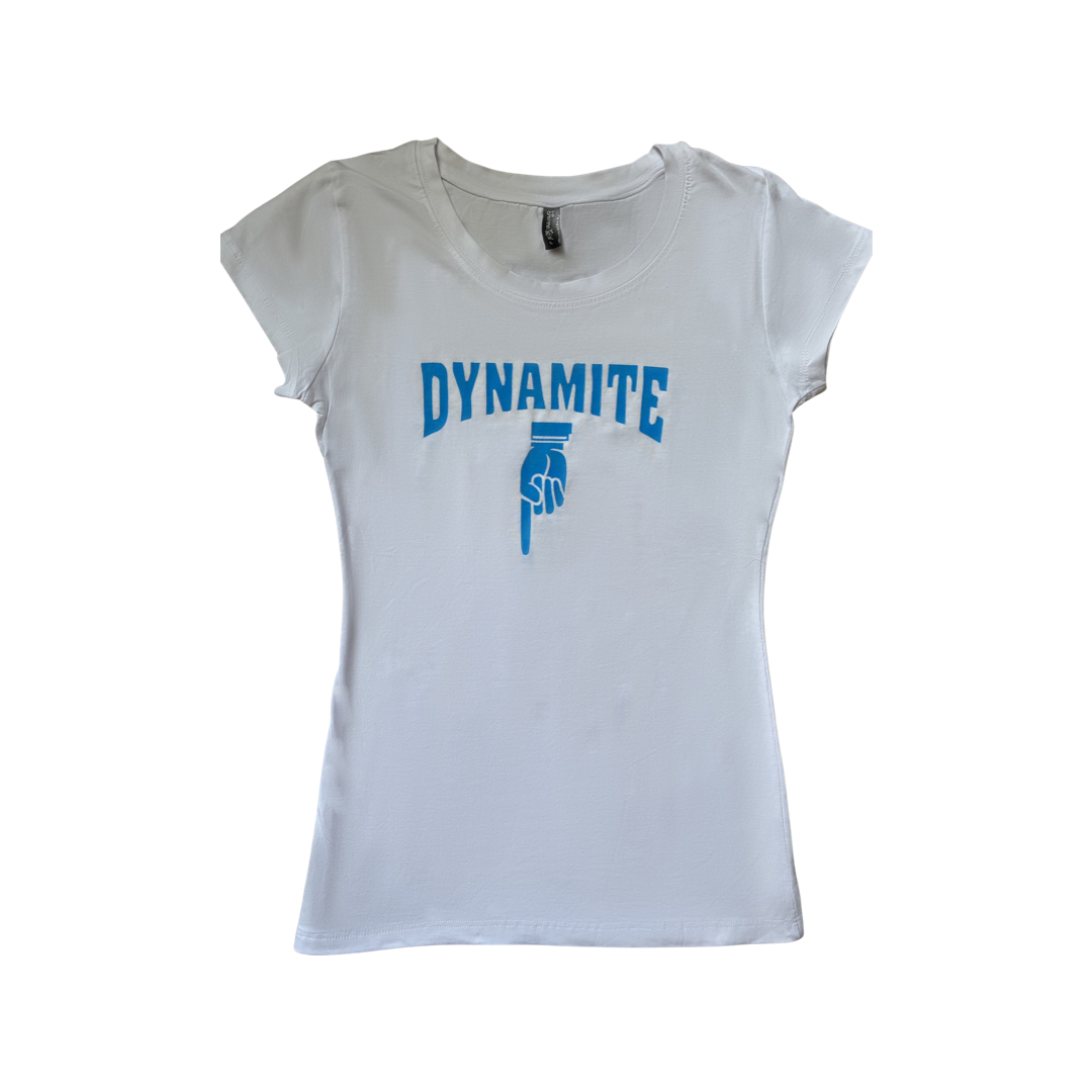 Dynamite T-Shirt (Blue on White)